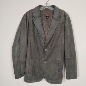 Danier Men's Leather Jacket in Greenish Gray Size Large Quiet Luxury Old Money